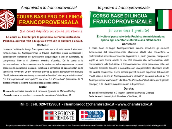 Dal 27 novembre un corso di francoprovenzale a Novalesa